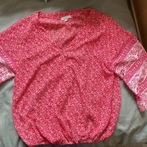 Allison Joy Red Floral Top- Size Large